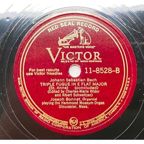 Joseph Bonnet Triple Fugue in E Flat Minor RCA Victor 11-8528 Organ Solos 78 - Picture 2 of 5